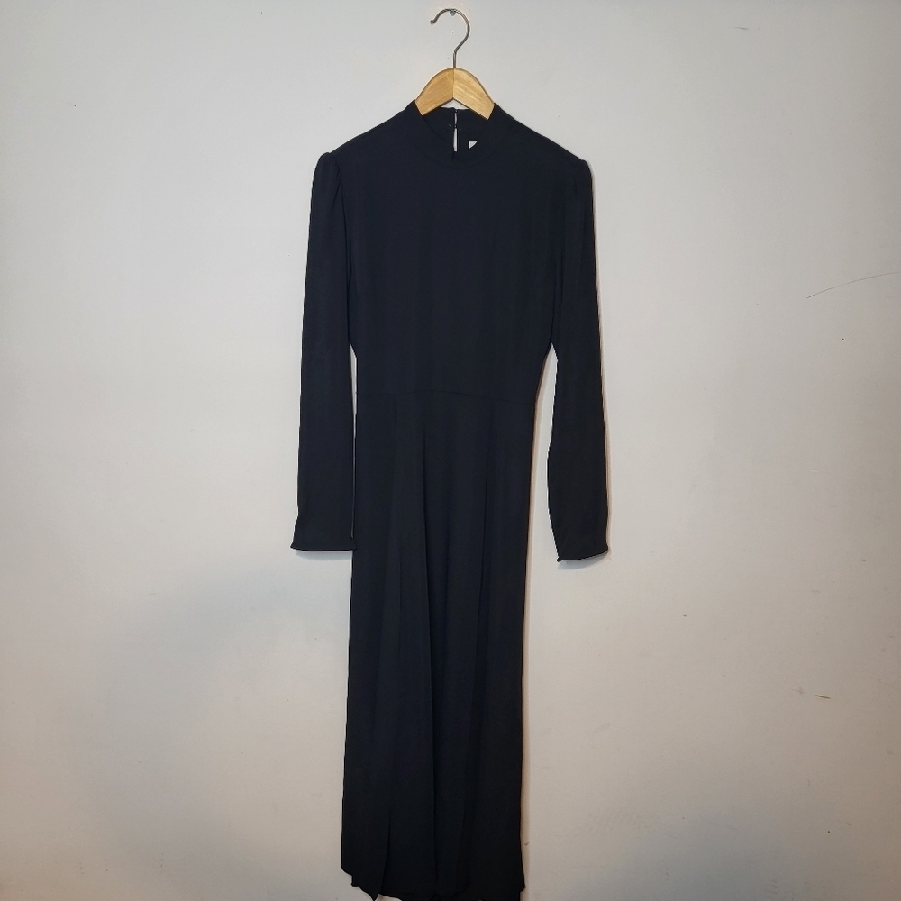 Babaton Women's Black Hamptons Long sleeves Satin Cut-out Midi Dress Size 4